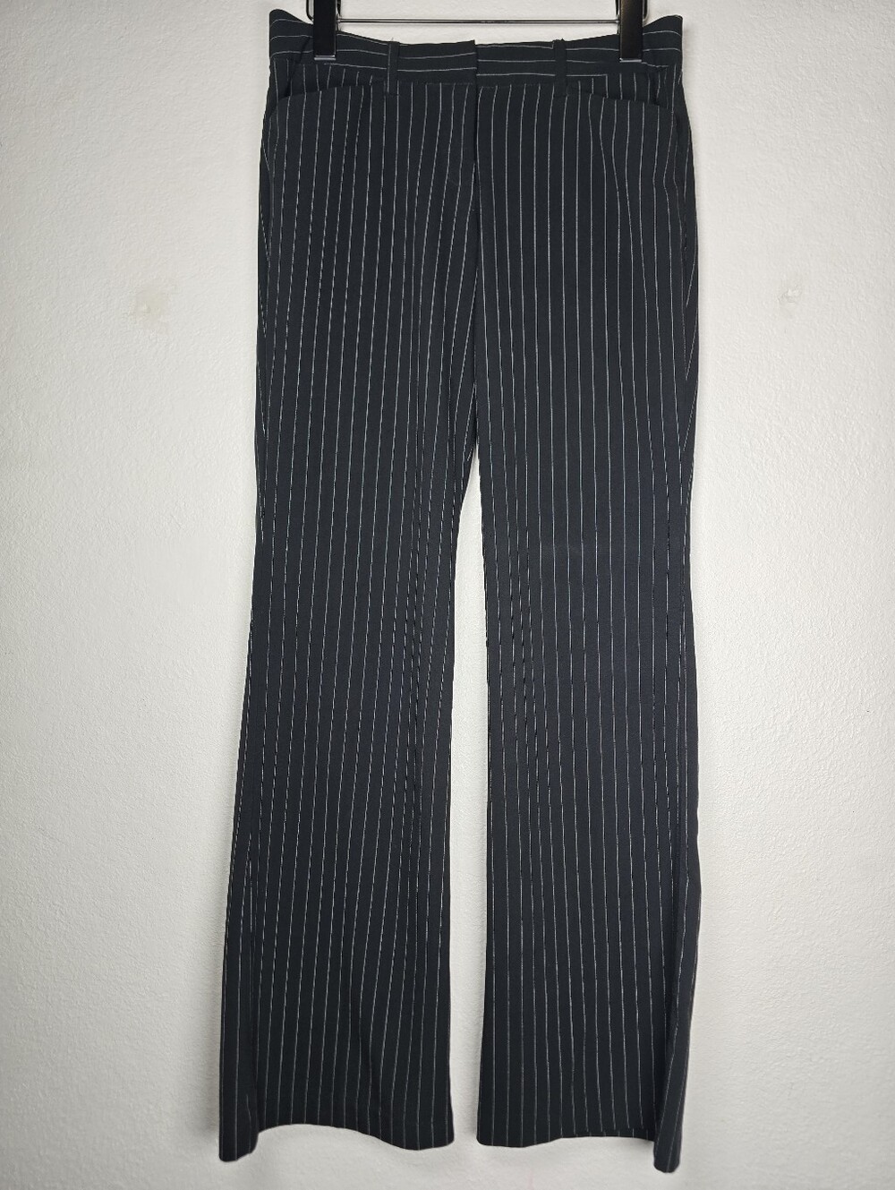 Vintage Star City Black Pinstripe Flare Pants Low Rise Size 5 Y2K